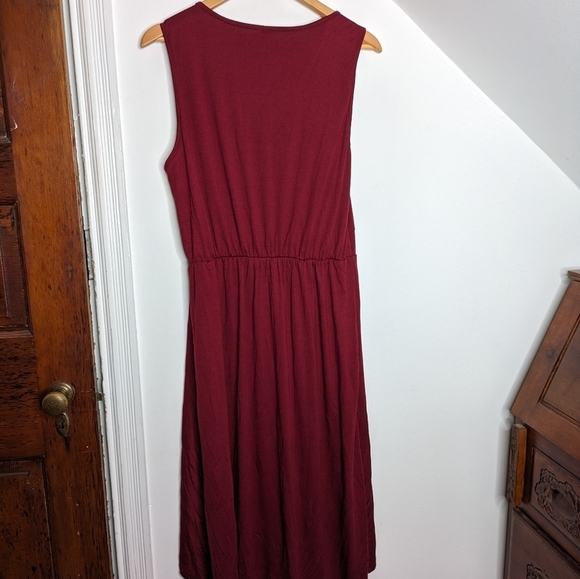 Deep V Neck Sleeveless High Low Crossover Hem Flowy Midi Casual Dress NEW XL - Picture 6 of 6